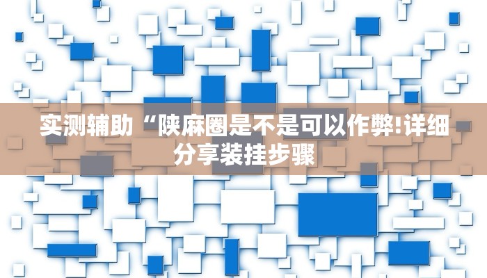实测辅助“陕麻圈是不是可以作弊!详细分享装挂步骤