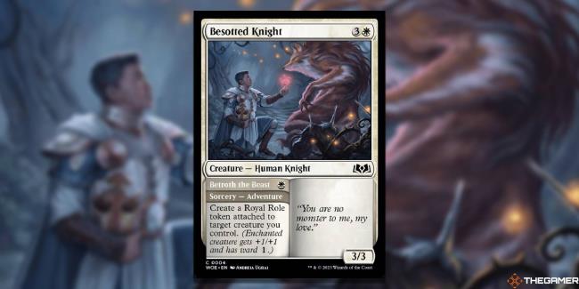 MTG Besotted Knight card and art background