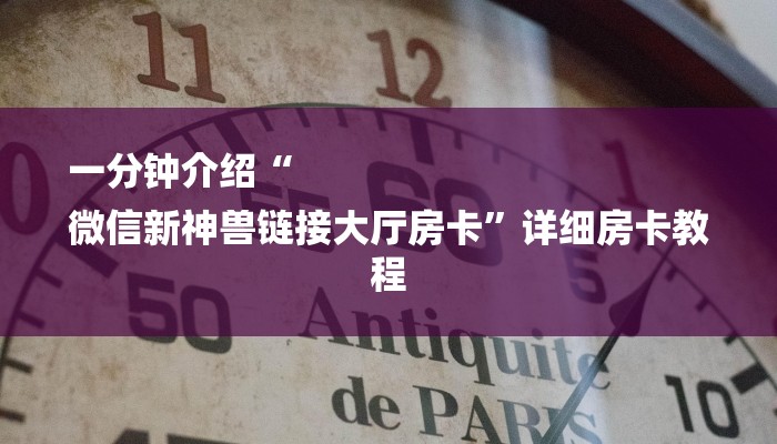 一分钟介绍“
微信新神兽链接大厅房卡”详细房卡教程