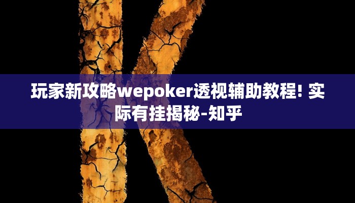 玩家新攻略wepoker透视辅助教程! 实际有挂揭秘-知乎
