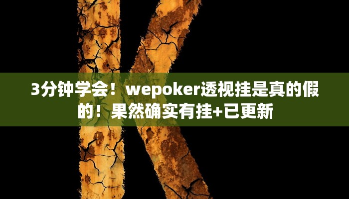 3分钟学会！wepoker透视挂是真的假的！果然确实有挂+已更新