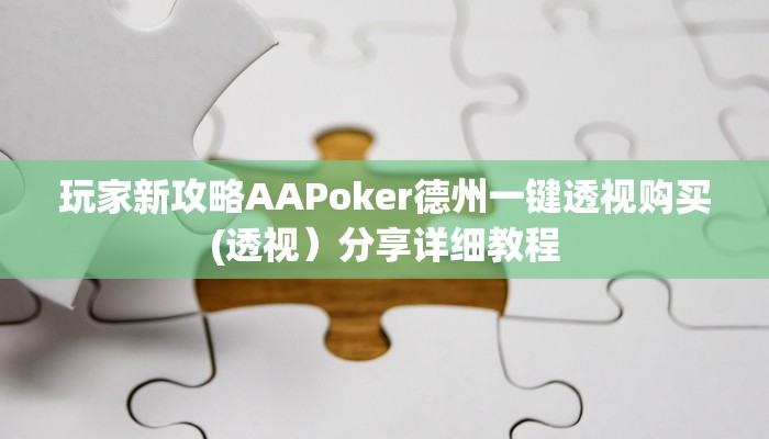 玩家新攻略AAPoker德州一键透视购买(透视）分享详细教程