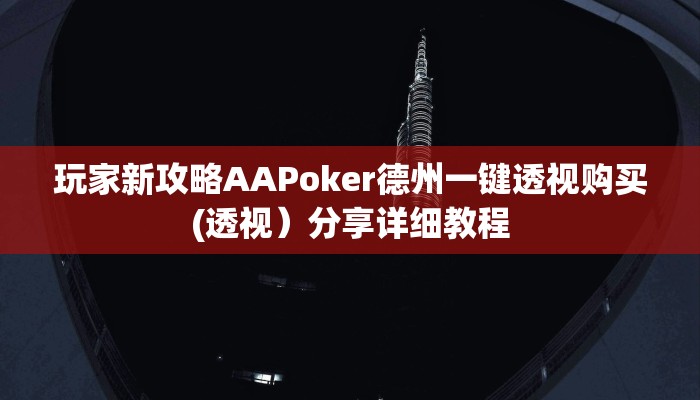 玩家新攻略AAPoker德州一键透视购买(透视）分享详细教程
