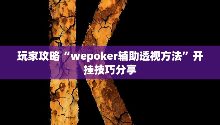 玩家攻略“wepoker辅助透视方法”开挂技巧分享