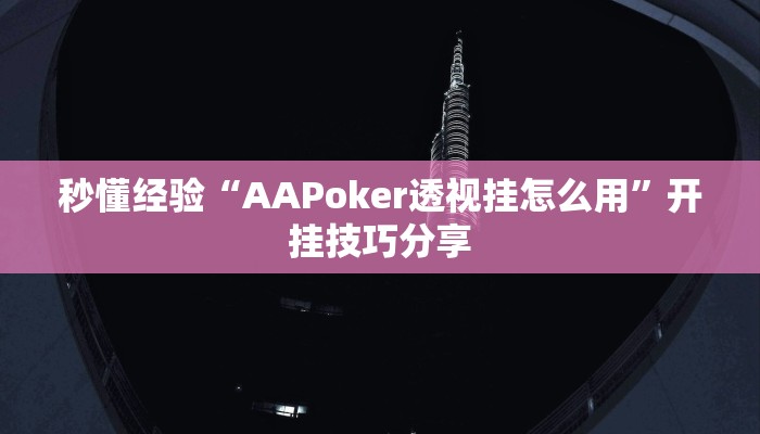 秒懂经验“AAPoker透视挂怎么用”开挂技巧分享