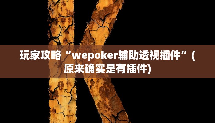 玩家攻略“wepoker辅助透视插件”(原来确实是有插件)