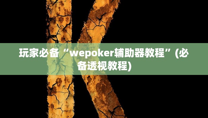 玩家必备“wepoker辅助器教程”(必备透视教程)