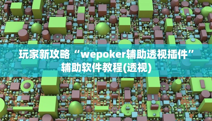 玩家新攻略“wepoker辅助透视插件”辅助软件教程(透视)