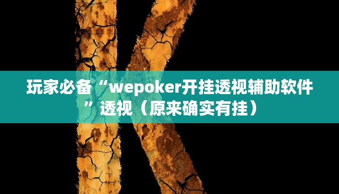 玩家必备“wepoker开挂透视辅助软件”透视（原来确实有挂）